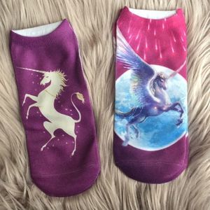 2 pairs unicorn Pegasus ankle socks NEW